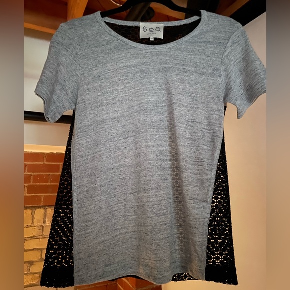 Sea cotton t-shirt with lace back - Picture 1 of 5